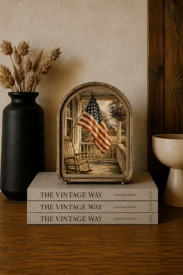 Porch flag arch framed art 6x8 inch
