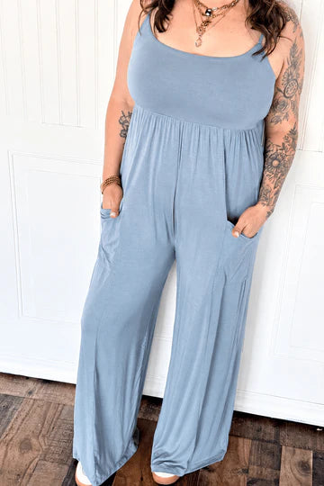 Jersey knit spaghetti jumpsuit