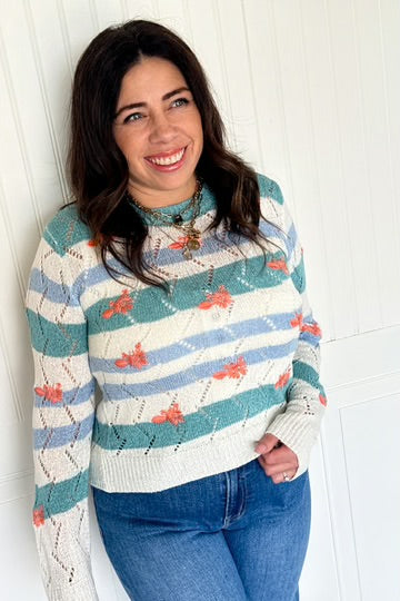 The sea foam bloom stripe sweater