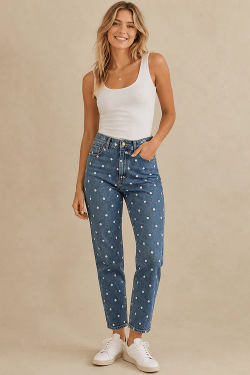Peach love women’s whimsy dot ankle jeans