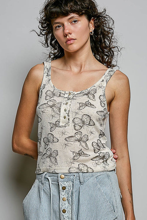 POL WOMENS BUTTERFLY KISSES TANK TOP
