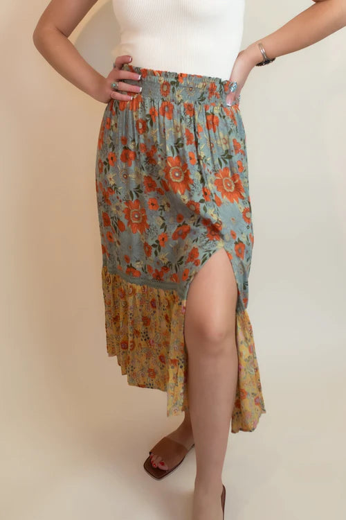Angie womens portofino patchwork maxi skirt