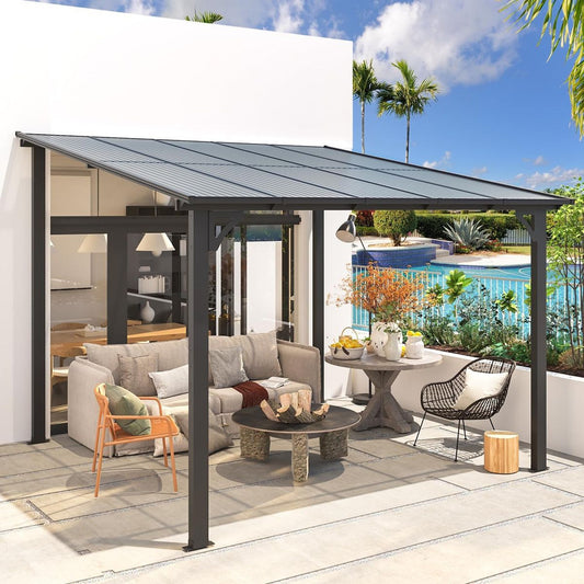 10x10 foot outdoor patio lean to gazebo awnings