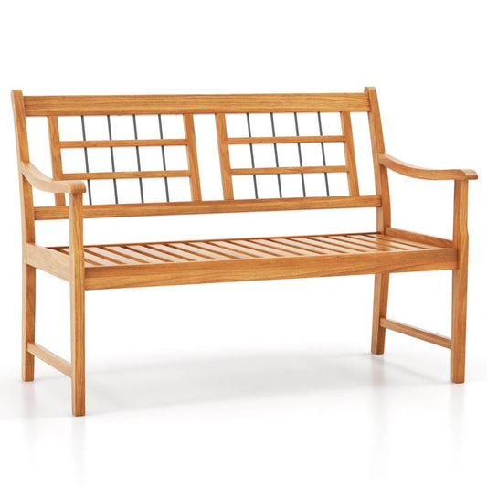 2 person outdoor acacia wood bench