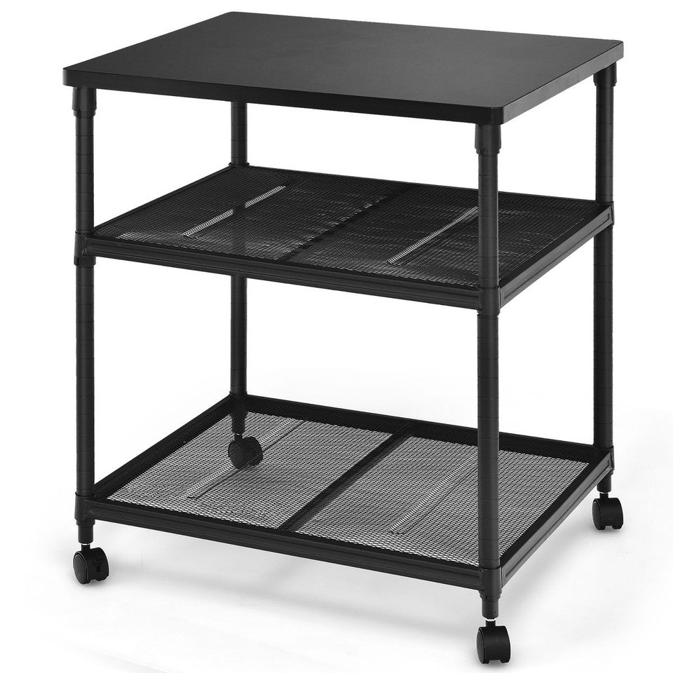 3 tier wheeled printer stand with adjustable shelf