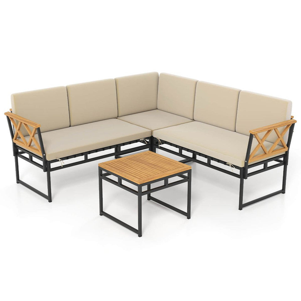 4 piece outdoor sectional L shaped sofa set