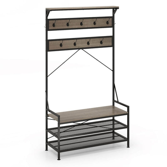 4 in 1 coat rack with hooks and 2 tier shoe rack