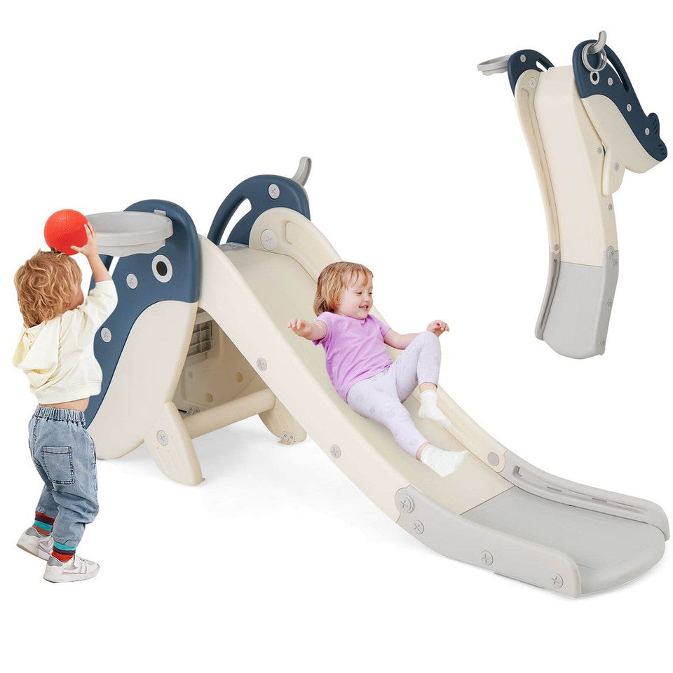 4 in 1 toddler slide playground with basketball and rings