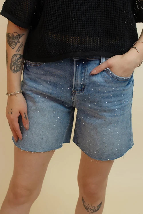 The stardust slouch rhinestone shorts