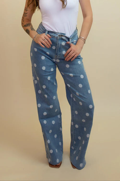 Poppy and pine denim dot jeans
