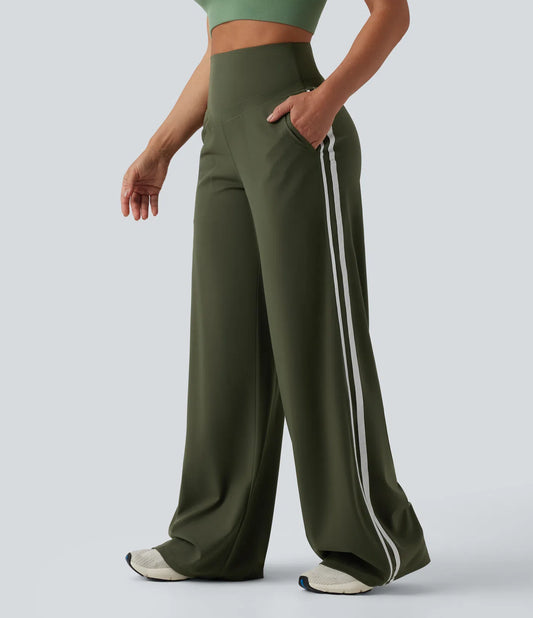 High waisted tummy control color block stripes