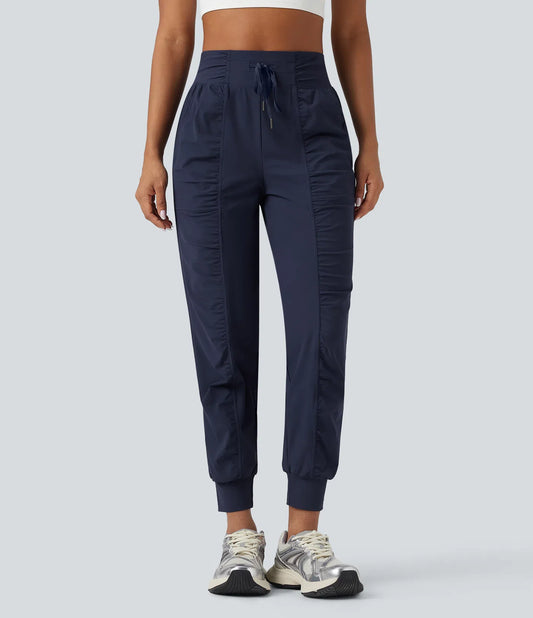 High waisted drawstring ruched tapered quick dry instant cool dance