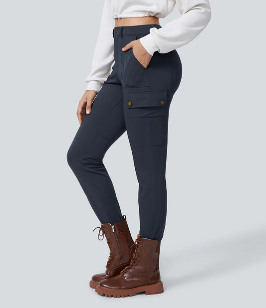 Day stretch high waisted zipper pockets solid skinny cargo pants