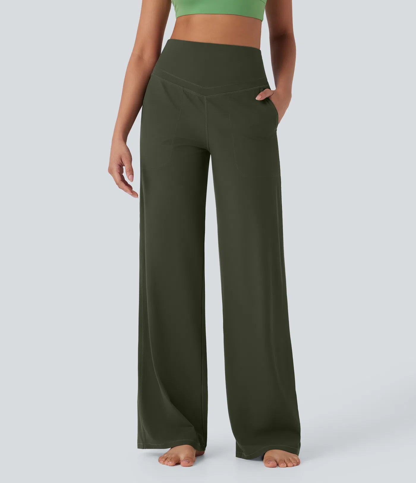 High waisted tummy control straight leg yoga