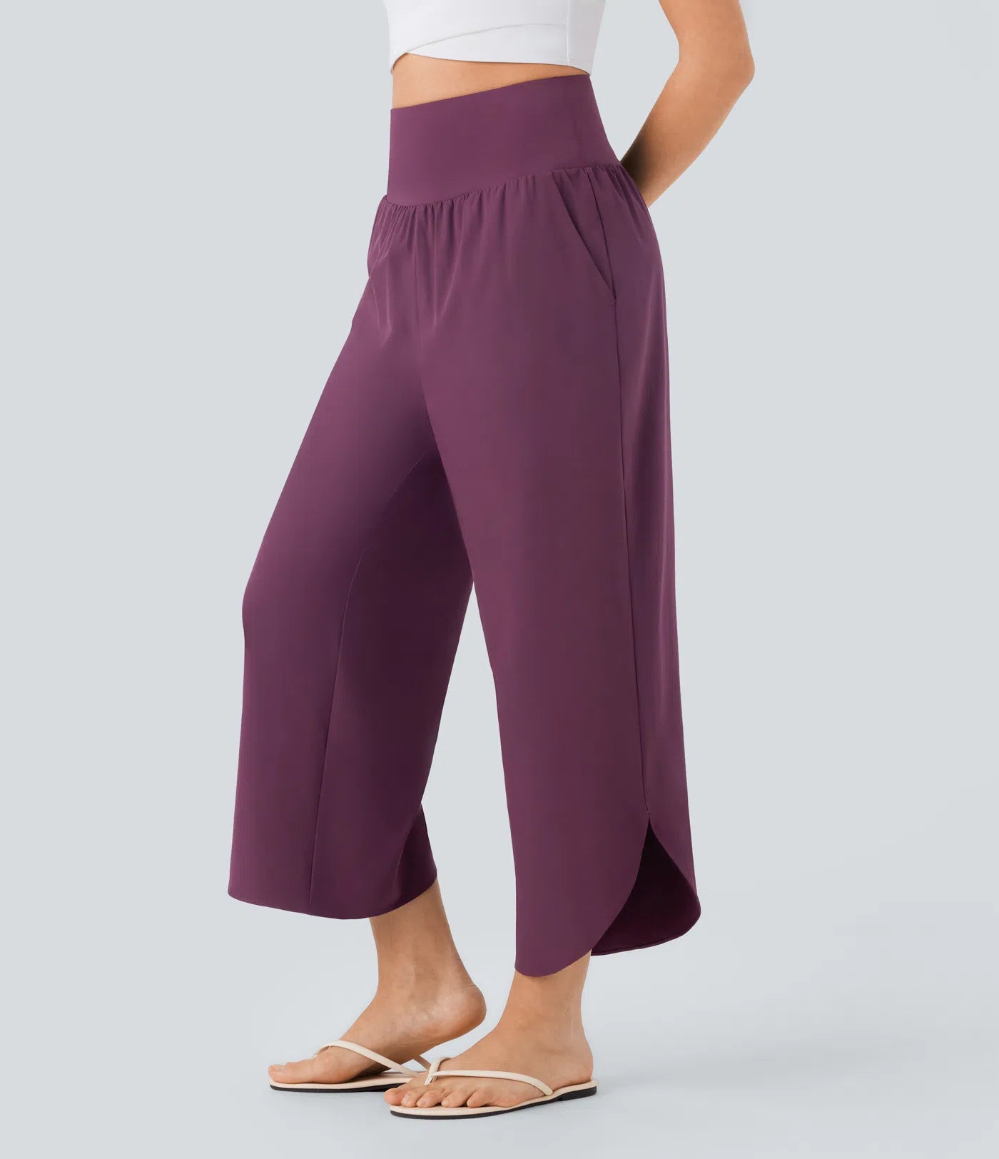 High waisted tummy control split hem quick dry resort
