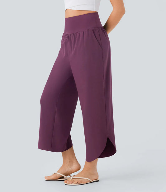 High waisted tummy control split hem quick dry resort
