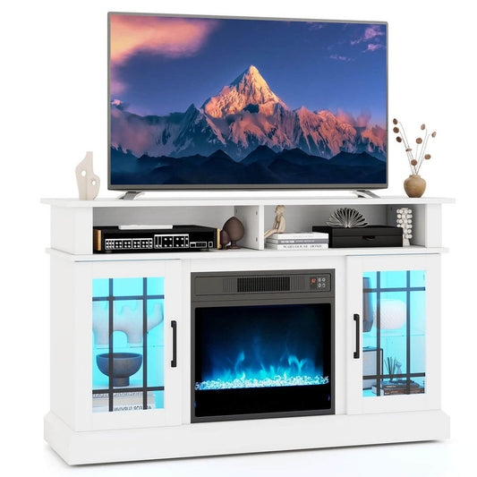 Electric fireplace tv stand with led lights and remote