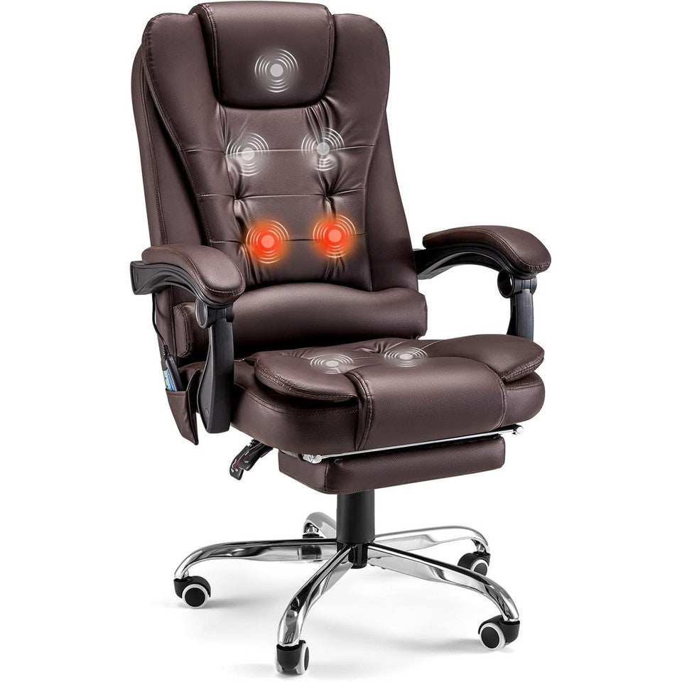 Ergonomic recliner office chair with massage and heat functions