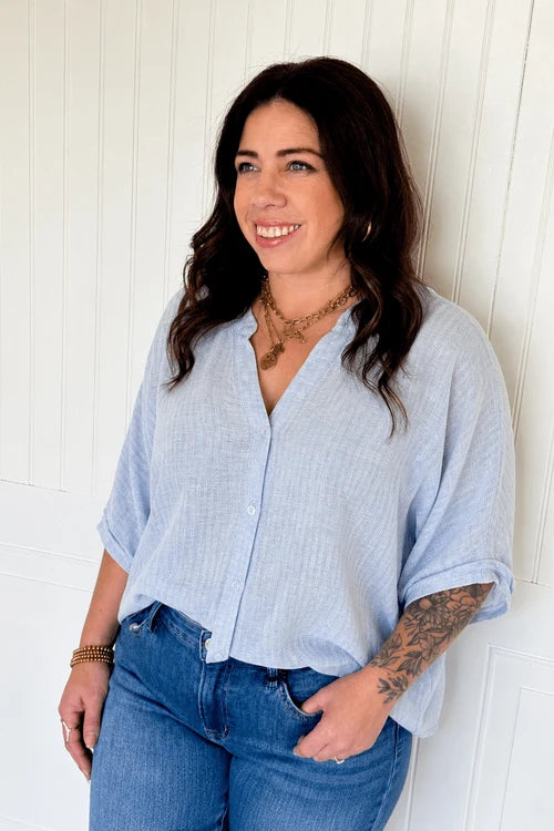 The ocean mist roll sleeve blouse