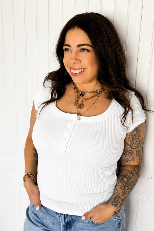 Urban rib short sleeve Henley top