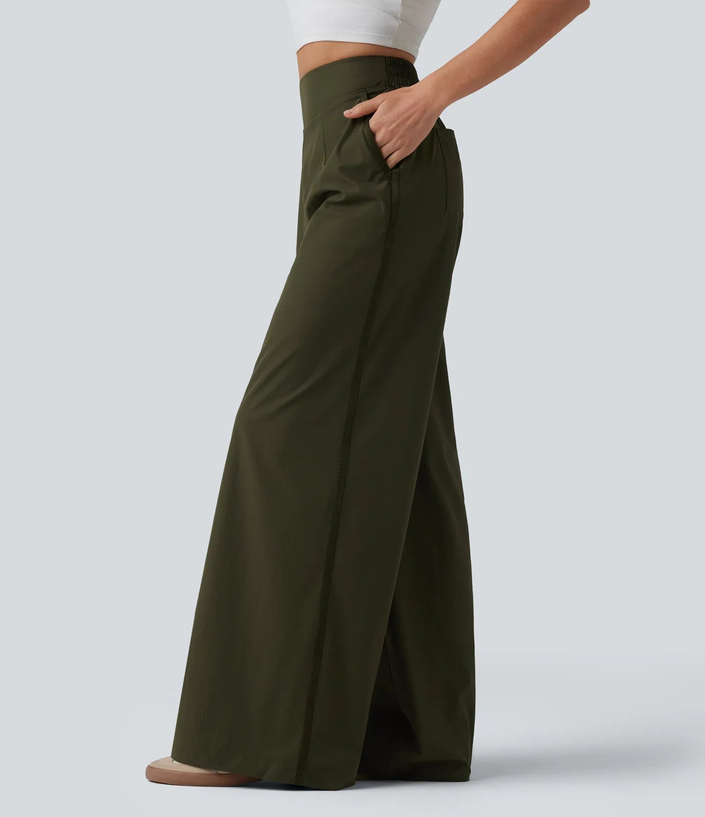 High waisted wide leg baggy casual pants with pockets