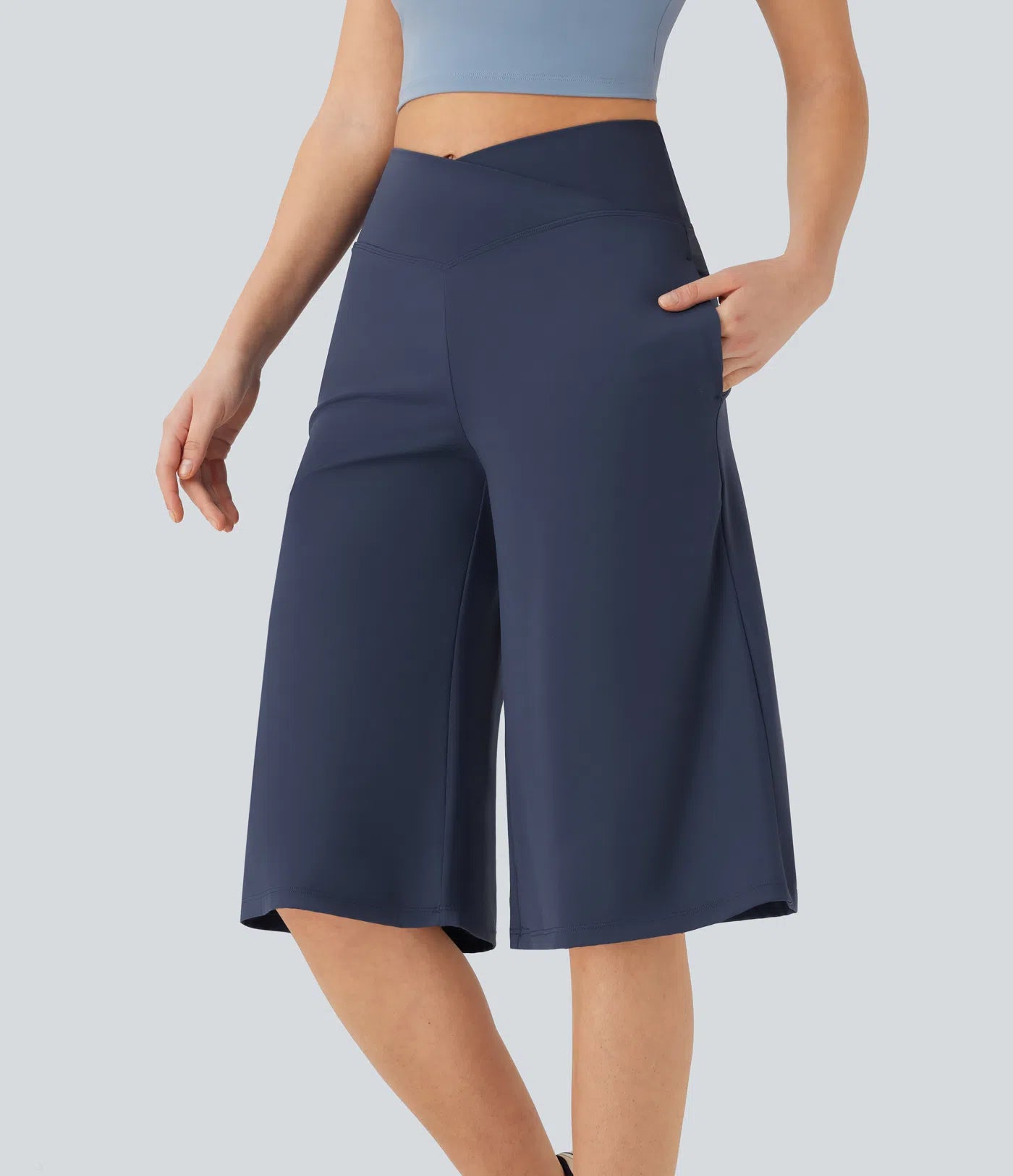 Airy crossover high waisted wide leg instant cool yoga
