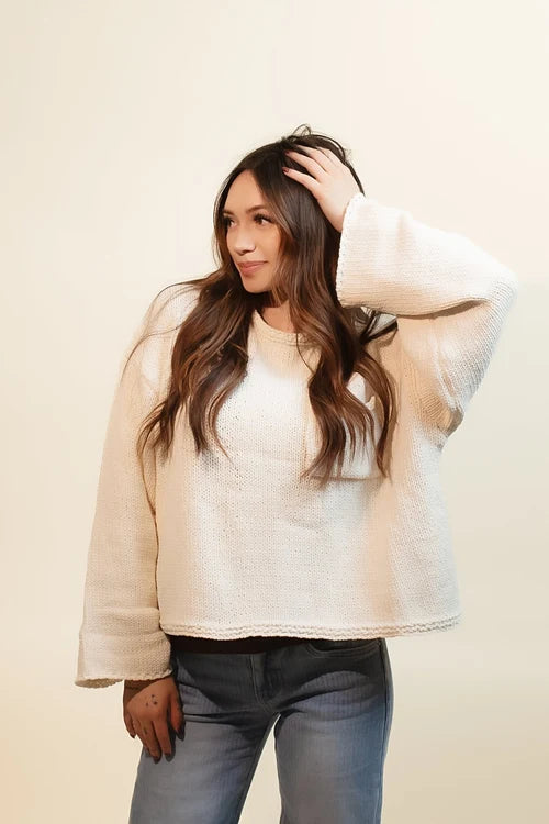 Pol womens cozy cropped pocket knit sweater