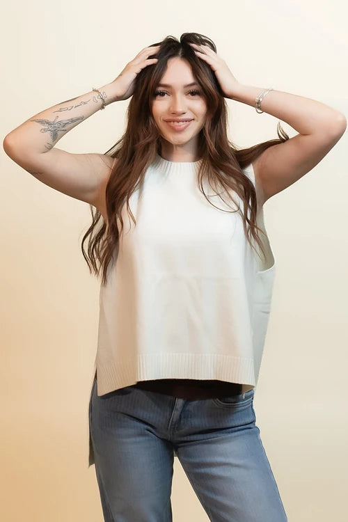 Charlotte Avery womens autumn breeze high low sweater tank