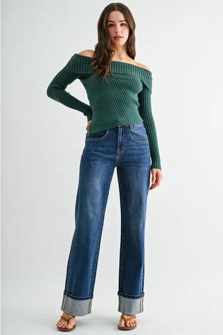 Mica womens Tiber blue autumn cuff jeans