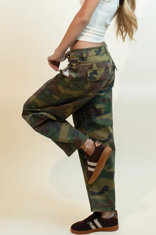 Risen womens barrel camo jeans