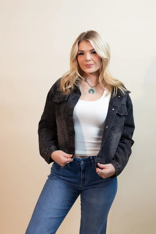 Davi and Dani womens midnight rodeo denim jacket