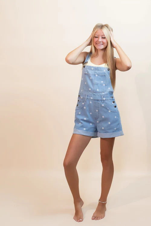 Peach love womens country confetti overalls romper