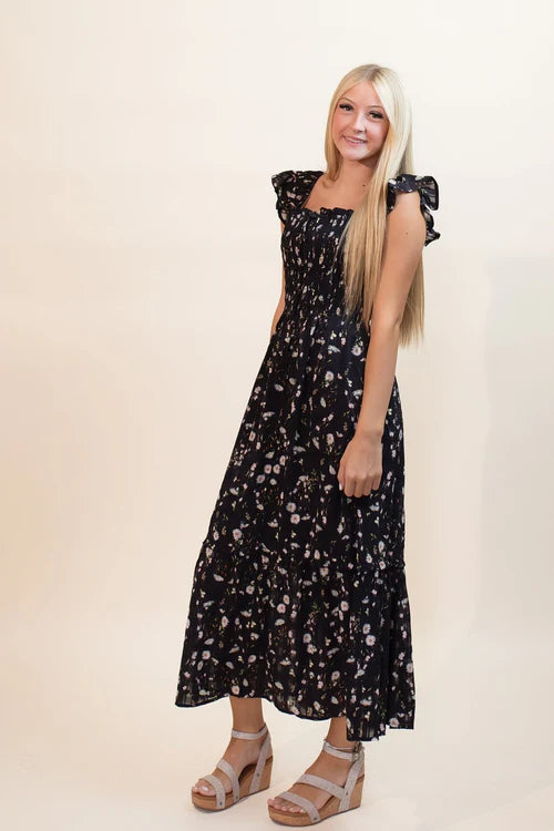 Doe and Rae womens starlight garden midi dress