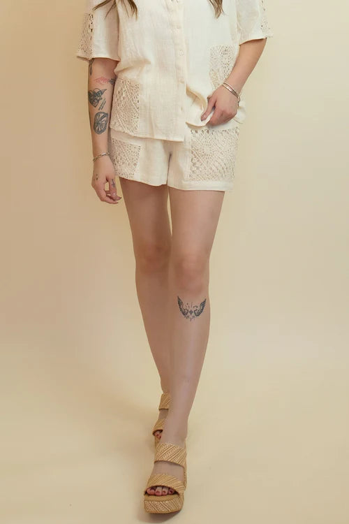 Lovestitch womens coastal canvas gauze shorts