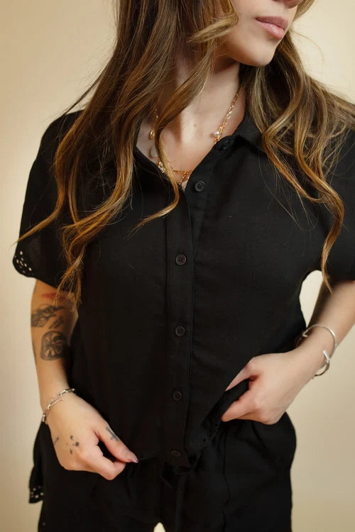 Allie rose womens raven grace linen blouse