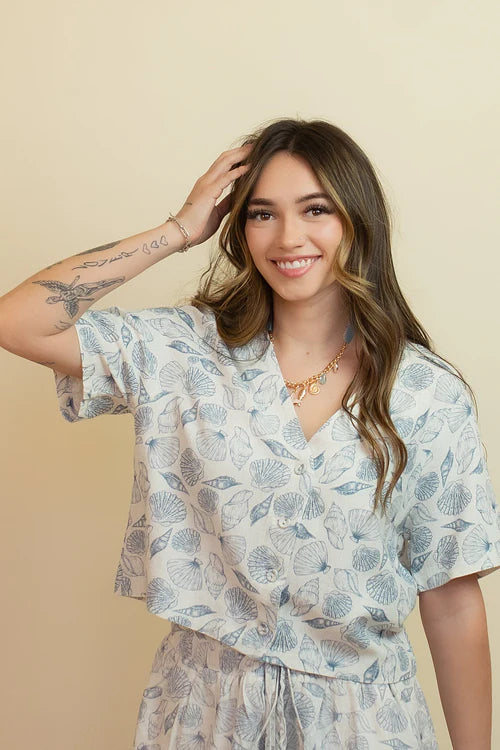 Allie rose womens shell collector linen top