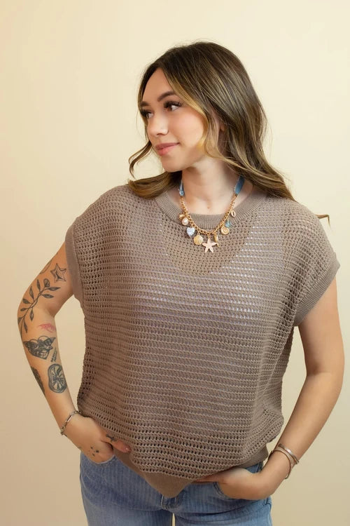 Mono b womens ocean air open knit top