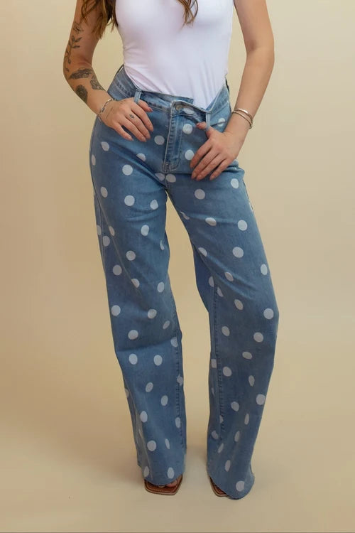 Poppy and pine denim dot jeans