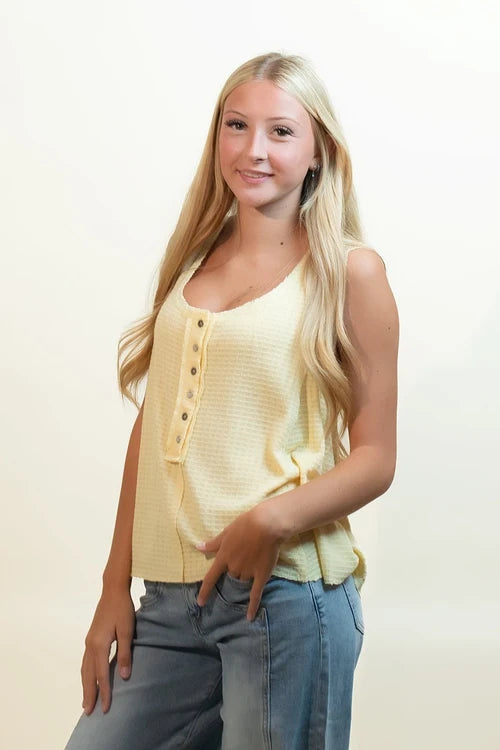 Pol the lemon chiffon lace tank