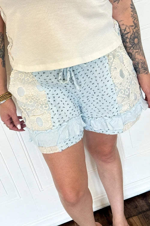 The cloudberry lace trim shorts