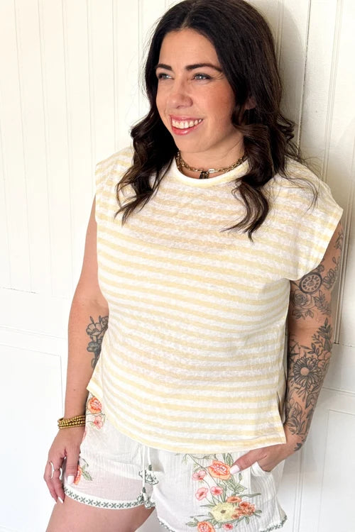 The soft butter stripe knit top