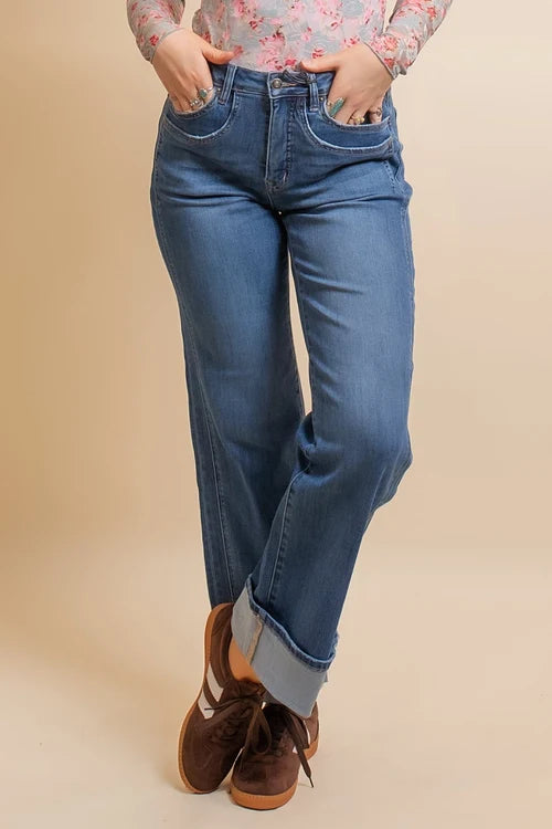 Mica womens Tiber blue autumn cuff jeans