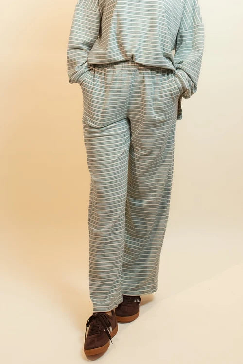 Things between womens pistachio cream striped pants