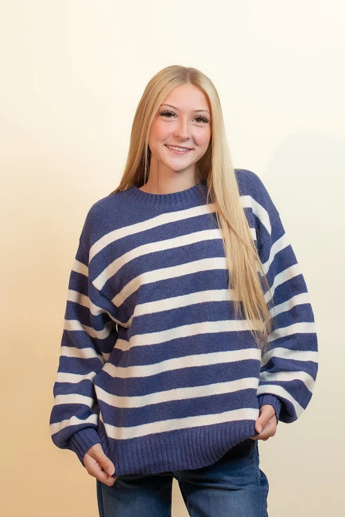 By together womens first frost striped knit sweater