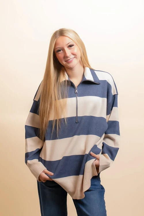 By together womens mountain lodge striped turtleneck half zip