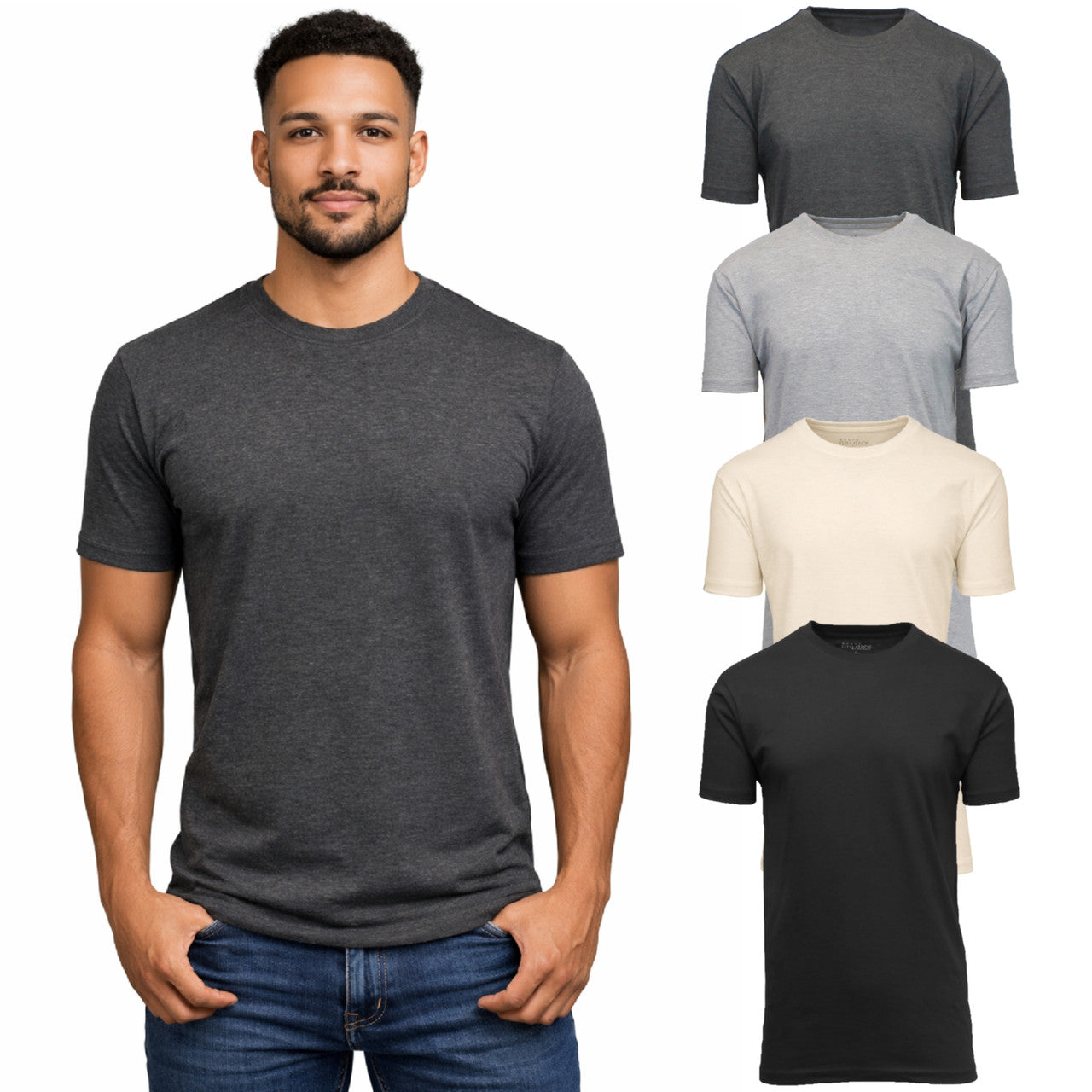MENS CASUAL CREW NECK T SHIRT 4 PACK