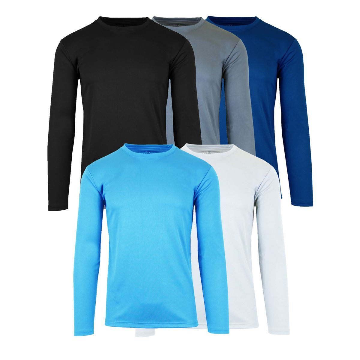 MENS MOISTURE WICKING LONG SLEEVE PERFORMANCE TEE 5 PACK