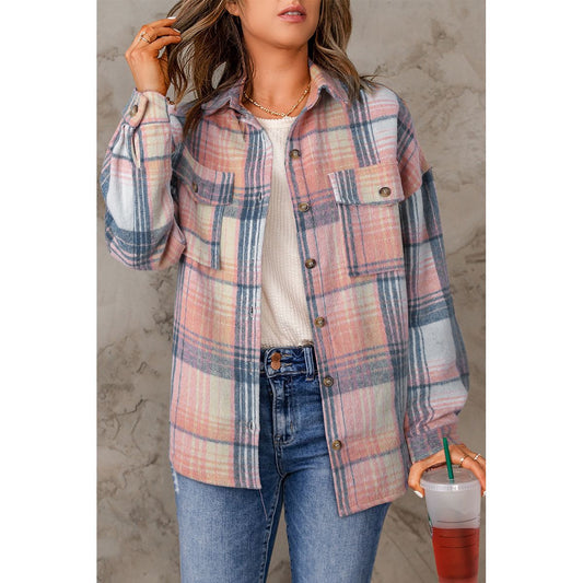 ADDISON PLAID FLAP POCKETS SHACKET