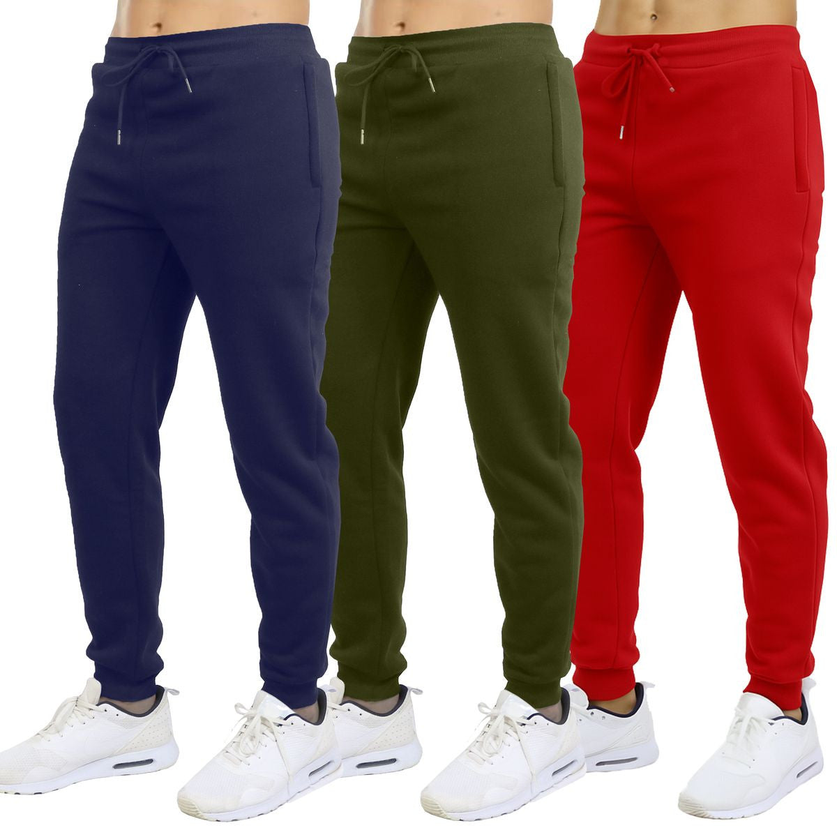 MENS SLIM FIT FLEECE JOGGER SWEATPANTS 3 PACK