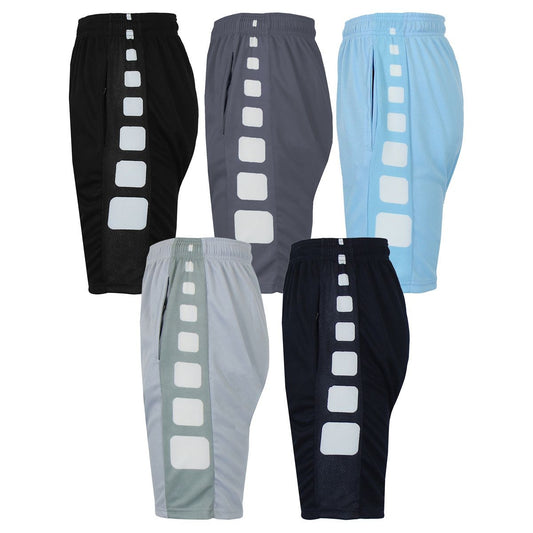 5 PACK MOISTURE WICKING PERFORMANCE ACTIVE MESH SHORTS WITH DESIGN